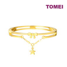 TOMEI Ribbon With Star Bangle, Yellow Gold 999 (5D) (5D-L-004)
