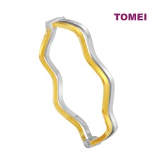 TOMEI Dual-Tone Wavy Bangle, Yellow Gold 916 (9L-EGP0155-2C)