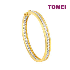 TOMEI Dual-Tone Full Beads Bangle, Yellow Gold 916 (9L-YG1430B-2C)