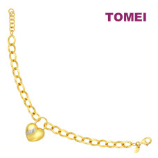 TOMEI Dual-Tone Love Lock Bracelet, Yellow Gold 916 (9M-BL295-S-2C)