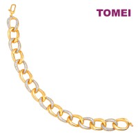 TOMEI Dual-Tone Radiant Coco Bracelet, Yellow Gold 916 (9M-YG1393B-2C)