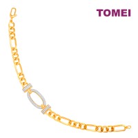 TOMEI Dual-Tone Oval Bracelet, Yellow Gold 916 (9M-YG1396B-2C)
