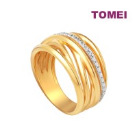 TOMEI Dual-Tone Layered Ring, Yellow Gold 916 (9O-YG0875R-2C)