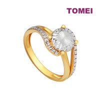 TOMEI Dual-Tone Dazzling Oval Ring, Yelllow Gold 916 (9O-YG0881R-2C)