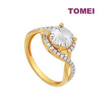 TOMEI Dual-Tone Dazzling Round Ring, Yelllow Gold 916 (9O-YG0882R-2C)