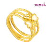 TOMEI Flower Heart Layer Ring, Yellow Gold 916 (RR3460-1C)