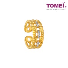 TOMEI Link Chain in Twisted Parallel Ring, Yellow Gold 916 (AS-YG0851R-2C)