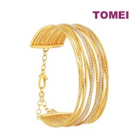TOMEI Anastasia Dual-Tone Multilayer Bangle, Yellow Gold 916 (AS-YG1442B-2C)