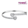 TOMEI Dwi-Heart Diamond Bangle, White Gold 750 (B0303)