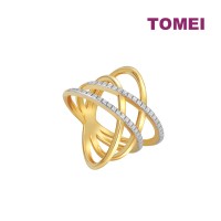 TOMEI Diamond Cut Collection Layered Ring, Yellow Gold 916 (DC-YG0931R-2C)