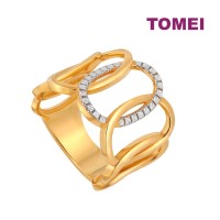 TOMEI Cutting Edge Collection limmering Ellipse Ring, Yellow Gold 916 (DC-YG0942R-2C)