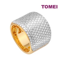 TOMEI Cutting Edge Collection Dual-Tone Fancy Bold Ring, Yellow Gold 916 (DC-YG0943R-2C)