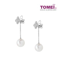 TOMEI Pearl Diamond Dangle Earrings, White Gold 750 (E2161)
