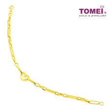 TOMEI Lusso Italia Link Chain Heart Bracelet, Yellow Gold 916 (IM-B22WA0510-1C )
