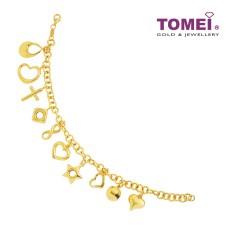 TOMEI Lusso Italia Faith & Love Bracelet, Yellow Gold, 916 (IM-B22WA0515-1C)