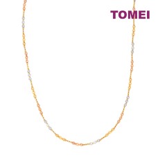 TOMEI Lusso Italia Tri-Tone Beads Necklace, Yellow Gold 916 (IN-BETA0316-3C)