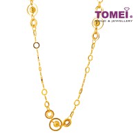 TOMEI Lusso Italia Circle Loop and Beads Necklace, Yellow Gold 916 (IN-F037CH-1C)