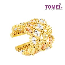 TOMEL Lusso Italia 4 Tiers Tri-Tone Beads Ring, Yellow Gold 916 (IO-SIR0218-3C)