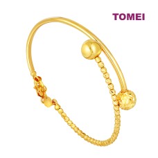 TOMEI Dwi-Balls Bangle, Yellow Gold 916 (LB0079-1C)