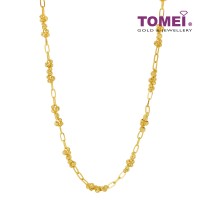 TOMEI Beads and Trace Chain Necklace, Yellow Gold 916 (NN3339-1C)