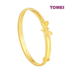TOMEI Kids Bow Tie Bangle, Yellow Gold 916 (TZ-VGN1077-1C)