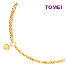 TOMEI Lusso Italia Dual-Tone Dangling Heart Bracelet, Yellow Gold 916 (VX3ROB201869-2C)