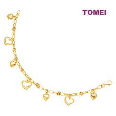 TOMEI Lusso Italia Heart Bracelet, Yellow Gold 916 (VXXHOB11312-III)