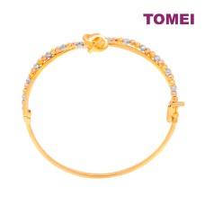 TOMEI Lusso Italia Triple-Tone Knotted Beads Bangle, Yellow Gold 916 (X3TB3208-3C)