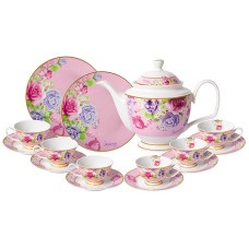 Vantage Siti Pink Roseberry 14pcs Tea Set (FR3)